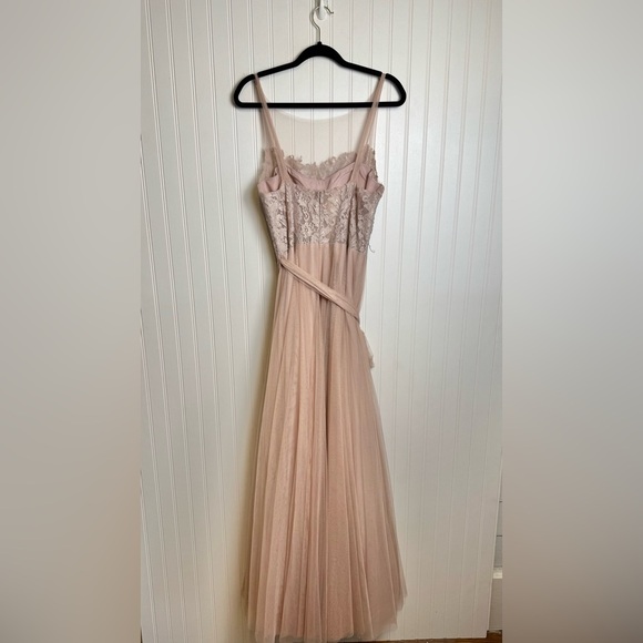 Watters & Watters pink lace tulle sleeveless maxi formal dress size 12 C47 - Picture 2 of 10
